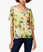Bar Iii Cold-shoulder Tie-sleeve Top, Created For Macy's