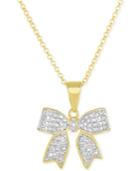 Victoria Townsend Diamond Accent Bow Pendant Necklace In 18k Gold Over Sterling Silver