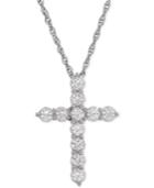 Lab-created White Sapphire Cross Pendant Necklace (1-1/2 Ct. T.w.) In Sterling Silver