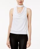Lily Black Juniors' Draped-front Tank Top With Necklace, Only At Macy's