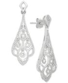 Diamond Swirl Drop Earrings (1/10 Ct. T.w.) In Sterling Silver