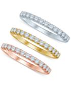Diamond Tri-color Stackable Bands (3/8 Ct. T.w.) In 14k Gold, White Gold, And Rose Gold