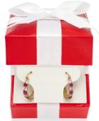 Victoria Townsend Ruby (1-1/5 Ct. T.w.) And White Topaz (1-1/10 Ct. T.w.) Hoop Earrings In 18k Gold Over Sterling Silver, 23mm