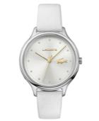 Lacoste Women's Constance White Pearlized Leather Strap Watch 38mm