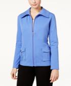 Karen Scott Zippered Wing-collar Active Jacket, Created For Macy's