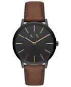 Ax Armani Exchange Men's Cayde Brown Leather Strap Watch 42mm