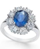 Sapphire (2-1/5 Ct. T.w.) And Diamond (1-1/3 Ct. T.w.) Ring In 14k White Gold
