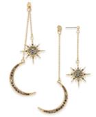 Inc International Concepts Gold-tone Pave Star & Moon Front & Back Earrings, Created For Macy's