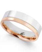 Two-tone Two-row 5mm Wedding Band In 18k White And Rose Gold