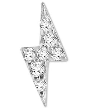 Diamond Accent Lightening Single Stud Earring In 14k White Gold