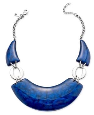 Inc International Concepts Silver-tone Blue Resin Stone Collar Necklace, Only At Macy's