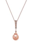 Pink Cultured Freshwater Pearl (8mm) & Diamond (1/10 Ct. T.w.) 18 Pendant Necklace In 14k Rose Gold