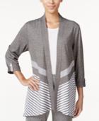 Alfred Dunner Petite Striped Open-front Cardigan