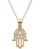 Two-tone Hamsa Pendant Necklace In 10k Gold