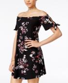 Planet Gold Juniors' Printed Off-the-shoulder Dress