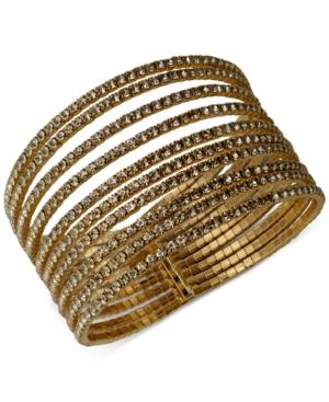 Say Yes To The Prom Gold-tone Crystal Multi-row Flexible Cuff Bracelet