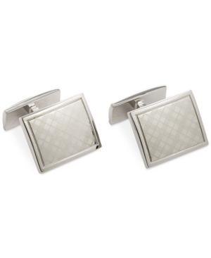 Ryan Seacrest Distinction Polished Rhodium Laser Engraved Plaid Cufflink
