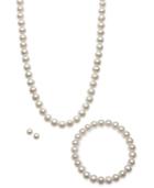 Cultured Freshwater Pearl Jewelry Set In Sterling Silver (7-8mm)