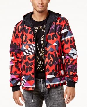 Versace Men's Graphic Print Hooded Reversible Jacket