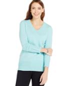 Jm Collection V-neck Button-sleeve Sweater, Only At Macy's