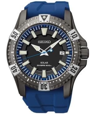 Seiko Men's Solar Dive Blue Rubber Strap Watch 45mm Sne283