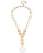 Robert Lee Morris Soho Gold-tone Mother-of-pearl-look Disc Lariat Necklace, 18 + 3 Extender