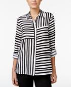 Alfred Dunner City Life Striped Roll-tab Shirt