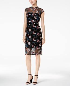 Donna Ricco Embroidered Illusion Dress