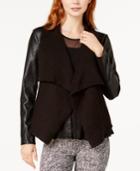 Bar Iii Drape-front Faux-leather Jacket, Created For Macy's