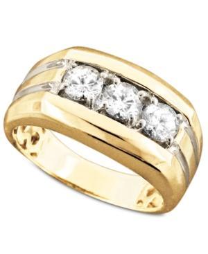 Men's 14k Gold Ring, Diamond Three Stone (1 Ct. T.w.)