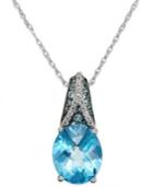 Aquamarine (5/8 Ct. T.w.) And Diamond (1/3 Ct. T.w.) Pendant Necklace In 14k White Gold