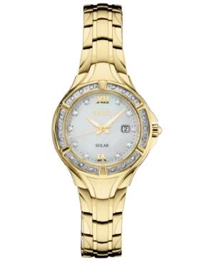 Seiko Women's Solar Diamond Collection Diamond-accent Gold-tone Stainless Steel Bracelet Watch 29mm, Created For Macy's