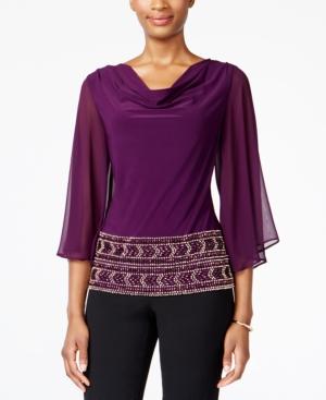 Msk Beaded Cowl-neck Blouse