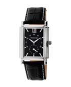 Heritor Automatic Frederick Silver & Black Leather Watches 32mm