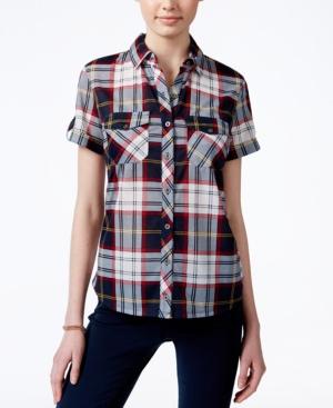 Polly & Esther Juniors' Plaid Short-sleeve Shirt