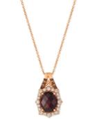 Le Vian Rhodolite Garnet (3-1/5 Ct. T.w.) & Diamond (3/8 Ct. T.w.) 18 Pendant Necklace In 14k Rose Gold