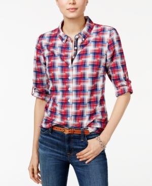 Tommy Hilfiger Roll-tab Plaid Shirt, Only At Macy's