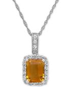 Citrine (2-1/6 Ct. T.w.) & White Topaz (5/8 Ct. T.w.) Pendant Necklace In Sterling Silver