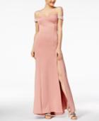 Crystal Doll Juniors' Off-the-shoulder Scuba Gown