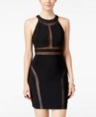 Emerald Sundae Juniors' Sleeveless Mesh-inset Body-con Dress