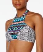 Hula Honey Desert Daze Printed High-neck Bikini Top Women's Swimsuit