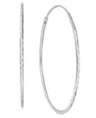 Giani Bernini Thin Textured Endless Hoop Earrings In Sterling Silver, Created For Macy's