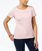 Karen Scott Cotton Lace-yoke T-shirt, Created For Macy's