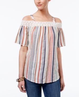 Style & Co Striped Off-the-shoulder Top, Only At Macy's