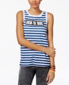Mighty Fine Juniors' Trouble Striped Graphic Tank Top
