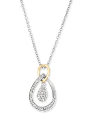 Diamond Teardrop Pendant Necklace (1/10 Ct. T.w.) In 14k Gold And Sterling Silver