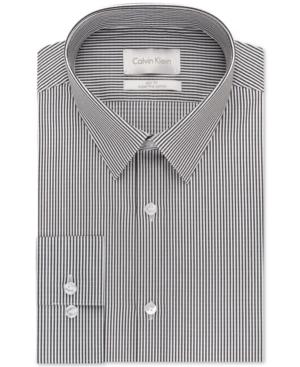 Calvin Klein Platinum Slim-fit Granite Dobby Stripe Dress Shirt