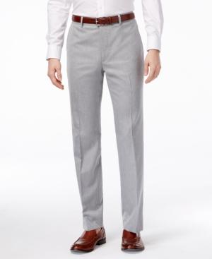 Alfani Black Men's Gray Textured Flat-front Pants
