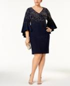 Betsy & Adam Plus Size Embellished Bell-sleeve Dress
