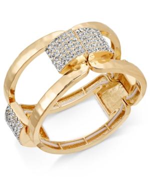 I.n.c. Gold-tone Pave Hammered Stretch Bracelet, Created For Macy's